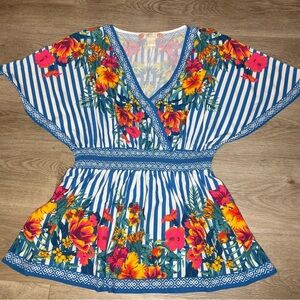 Flying Tomato Blue and White Floral Blouse